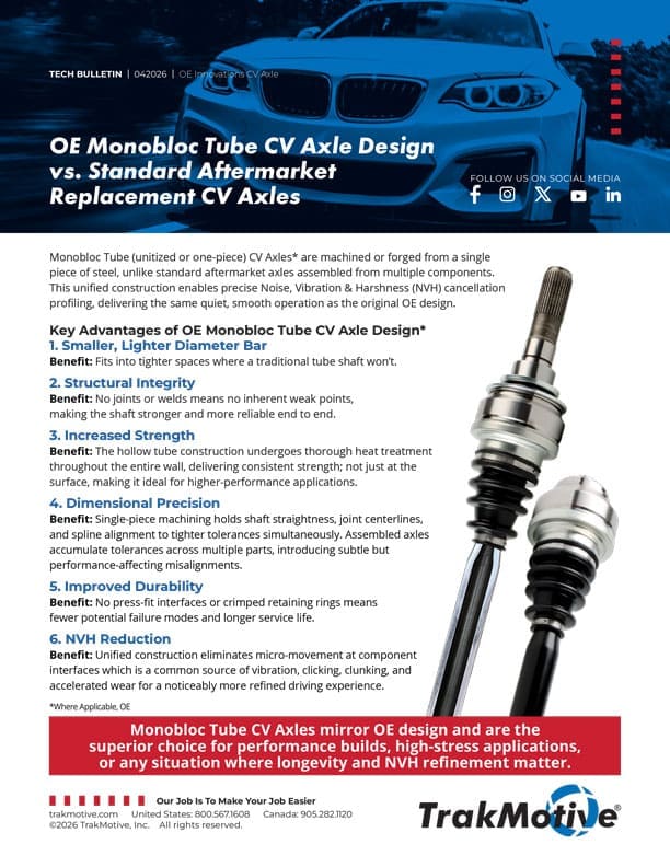 Monobloc Tube CV Axles vs Standard: Key Differences
