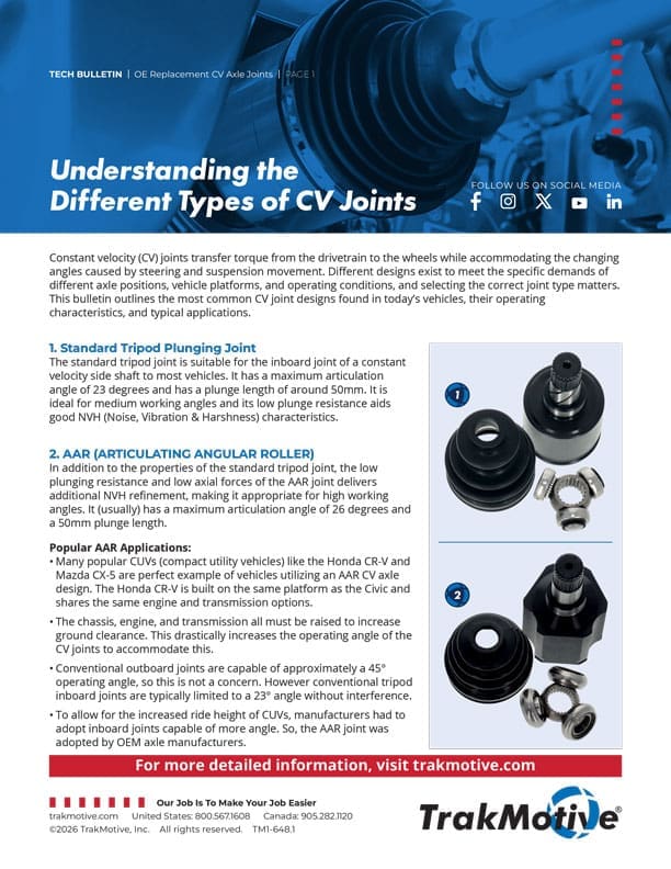 Understanding the Different Types of CV Joints: A Tech Bulletin Breakdown