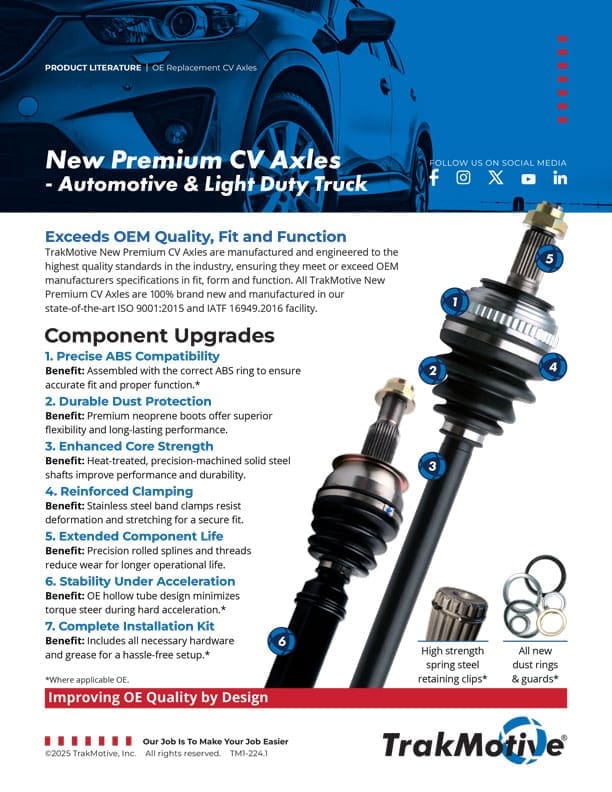 TrakMotive Premium CV Axles ā Automotive & Light Duty Truck Flyer